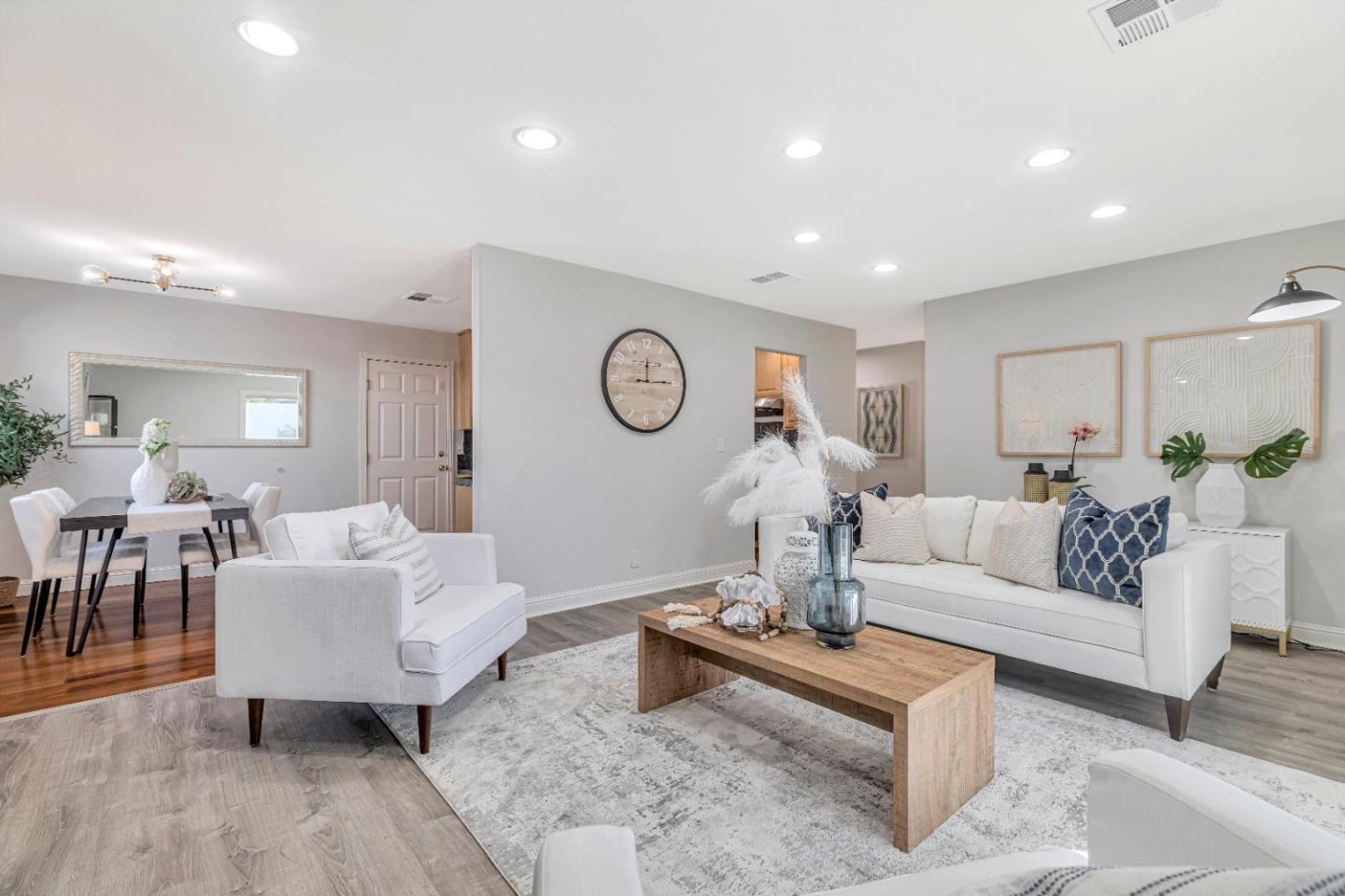 A beautifully staged interior of a sunny living room in Santa Clara.